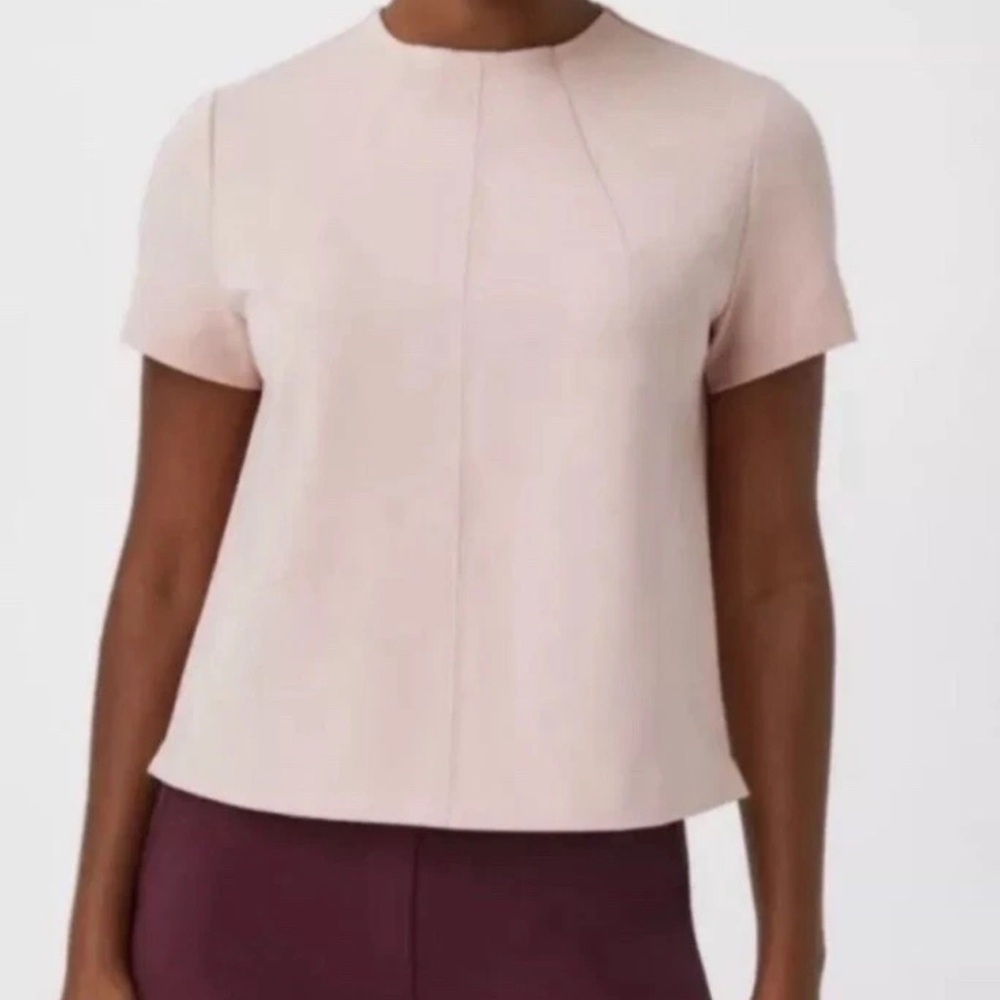 Spanx The Perfect Funnel Short Sleeve Tee Pale Pink Ponte